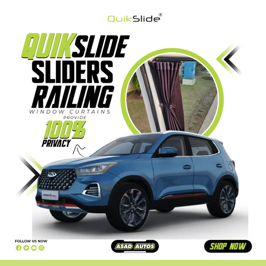 QuikSlide Sliders Railing Curtains Chery Tiggo 4 Gen1 (2021–2023) Custom-Fit Car Curtains – UV Protection and Privacy

