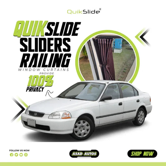 QuikSlide Sliders Railing Curtains Curtains installed in Honda Civic 1995-2000 (Gen6)"
