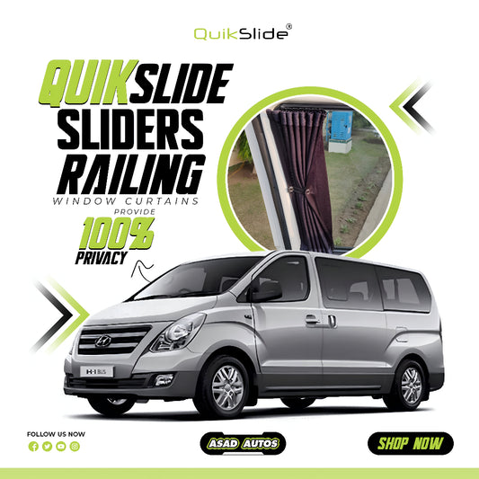 QuikSlide Sliders Railing Curtains For Hyundai Starex TQ Gen2 (2007 - 2025) — Car Window Shades & Railing Curtains