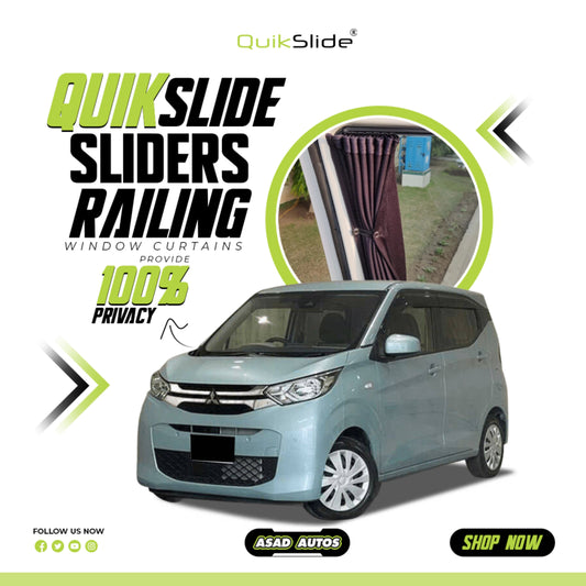 QuikSlide Sliders Railing Curtains For Mitsubishi EK Wagon Gen3 (2013 - 2019) — Car Window Shades & Railing Curtains