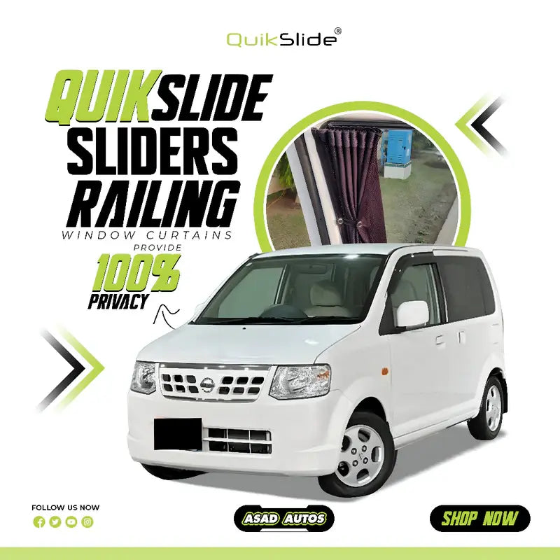 QuikSlide Sliders Railing Curtains For Mitsubishi EK Wagon OTTI Gen2 2006 - 2013