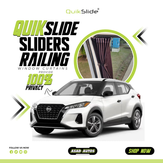 QuikSlide Sliders Railing Curtains For Nissan Kicks Gen1 (2018 - 2024) — Car Window Shades & Railing Curtains