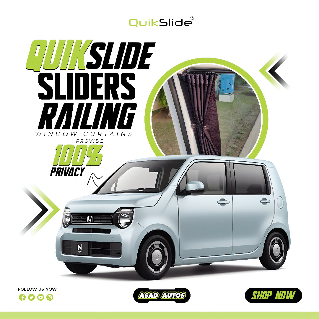 QuikSlide Sliders Railing Curtains Honda N WGN Gen2 (2020–2024) Premium Car Curtains – Sun Protection & Privacy