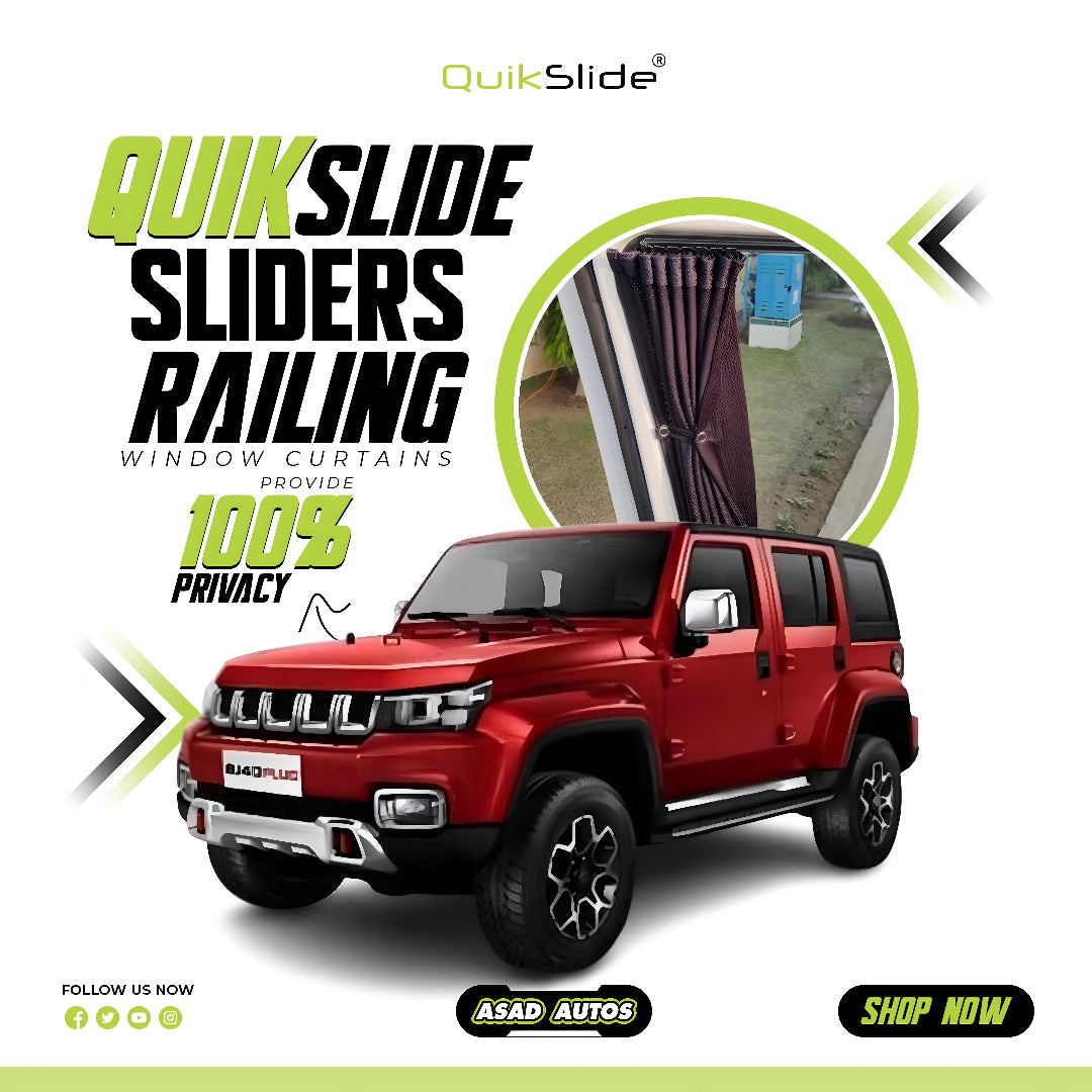QuikSlide Sliders Railing Curtains for BAIC BJ40 Gen1 (2022-2023) | Sunshade & Privacy