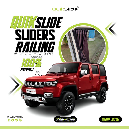 QuikSlide Sliders Railing Curtains for BAIC BJ40 Gen1 (2022-2023) | Sunshade & Privacy