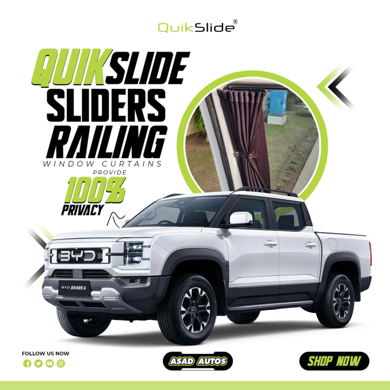 QuikSlide Sliders Railing Curtains for BYD Shark 6 (2024–2026)