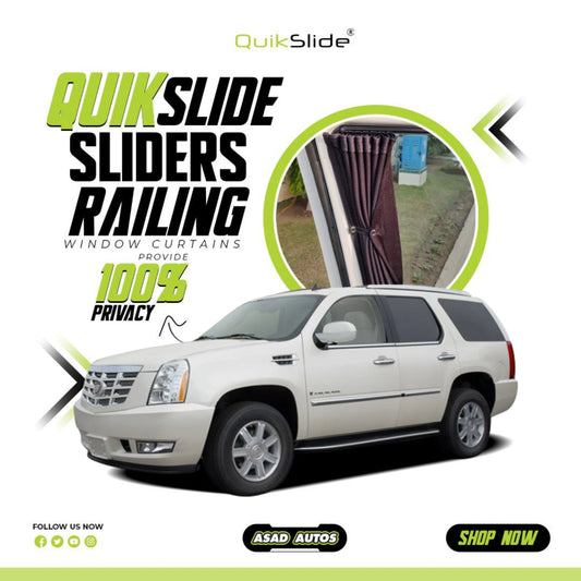 QuikSlide Sliders Railing Curtains for Cadillac Escalade ESV Gen3 2007–2014 Car Window Sun Shades