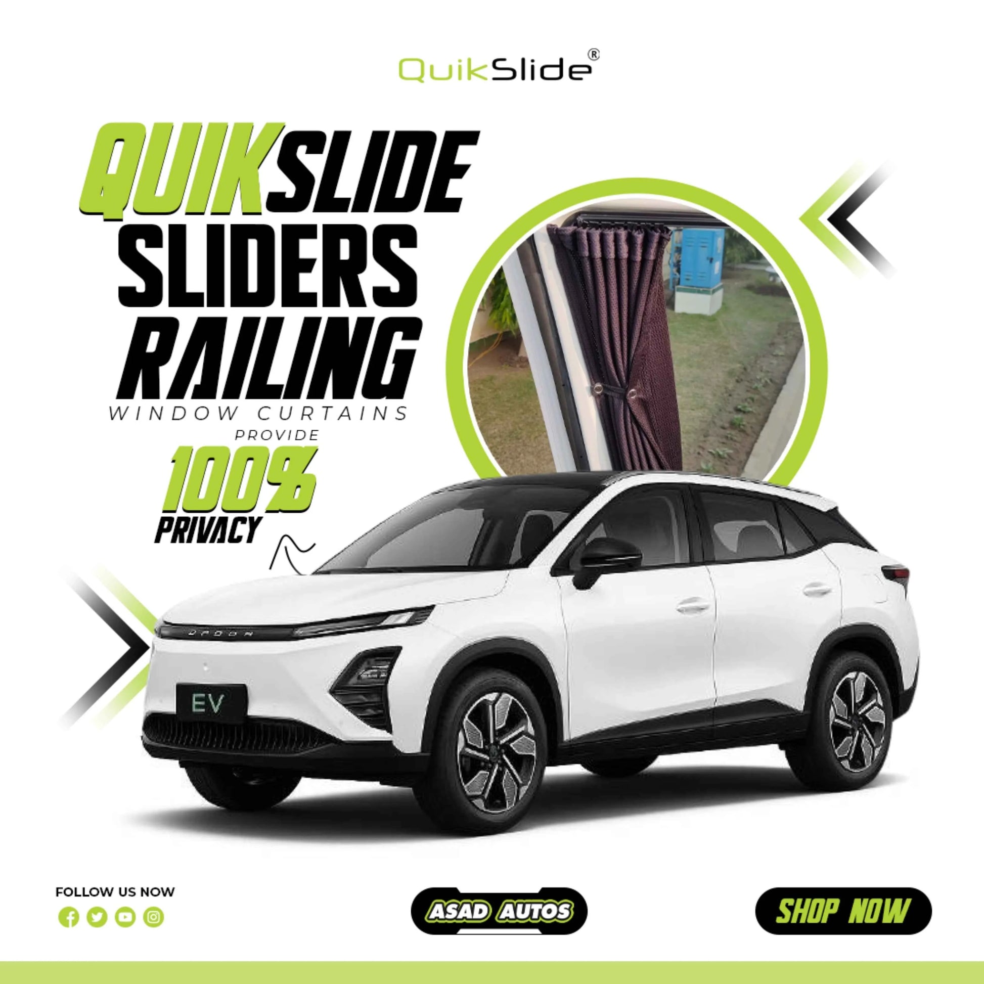QuikSlide Sliders Railing Curtains for Chery Omoda E5 2022-2025