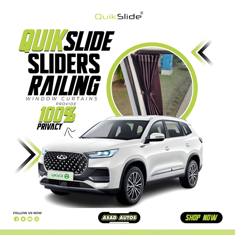 QuikSlide Sliders Railing Curtains for Chery Tiggo 8 2022 - 2023 1st Gen – Premium Sun Protection & Privacy