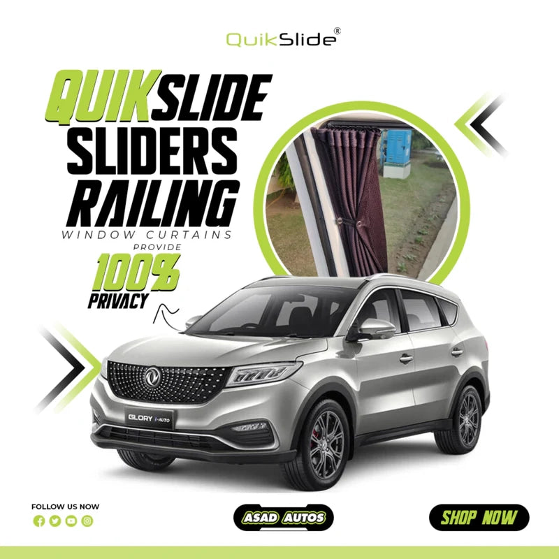 QuikSlide Sliders Railing Curtains for DFSK Glory 580 Gen1 (2020-2025) | Premium Car Curtains | Privacy & UV Protection