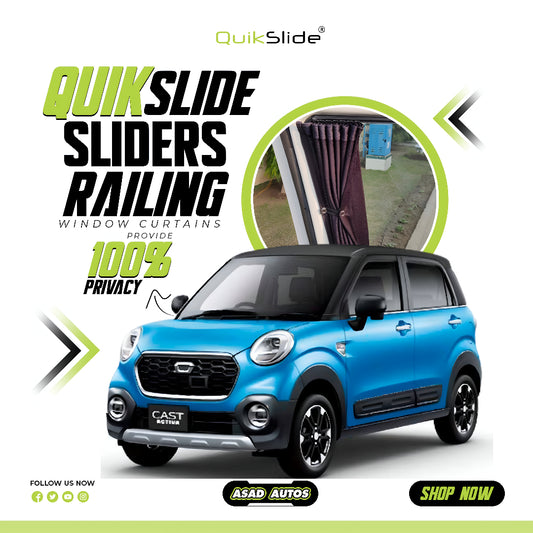 QuikSlide Sliders Railing Curtains for Daihatsu Cast Activa Gen1 (2015-2023) – Premium Privacy & Sun Protection"
