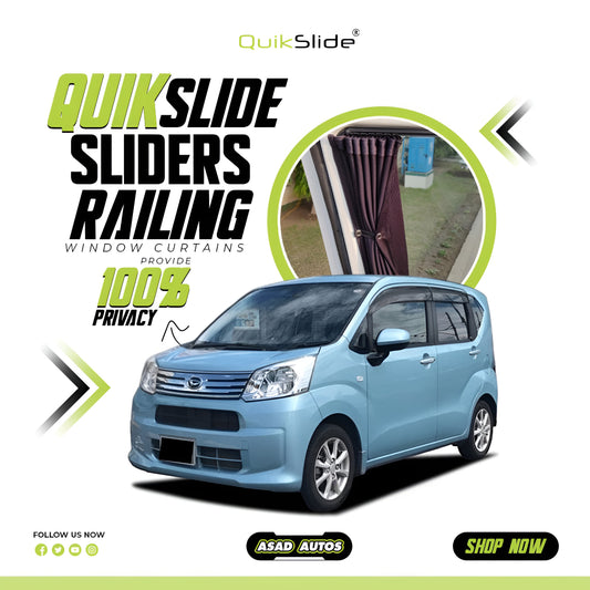 QuikSlide Sliders Railing Curtains for Daihatsu Move 2006 - 2010 4th Gen – Ultimate Sun Protection & Privacy