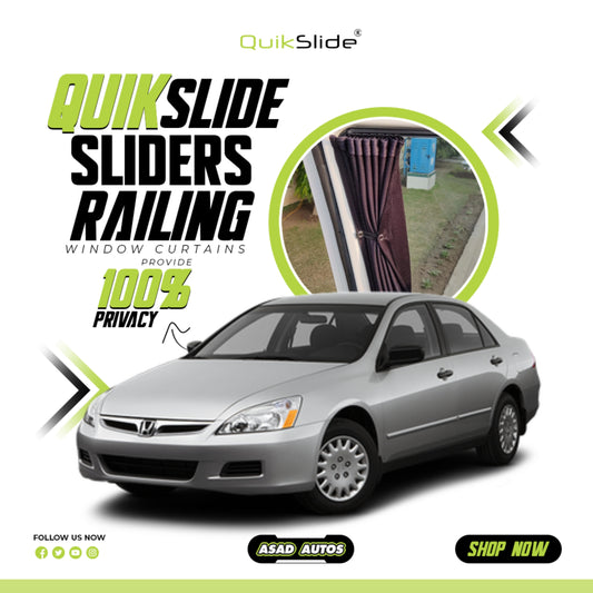 QuikSlide Sliders Railing Curtains for Honda Accord (2003-2007) – Stylish Custom Fit Privacy Shades with Sun Protection and UV Protection"

