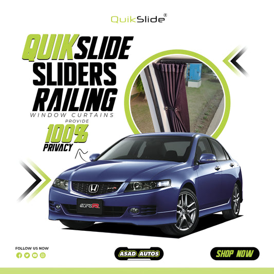 QuikSlide Sliders Railing Curtains for Honda Accord 5th (2002-2008) – Premium Sun Protection & Privacy