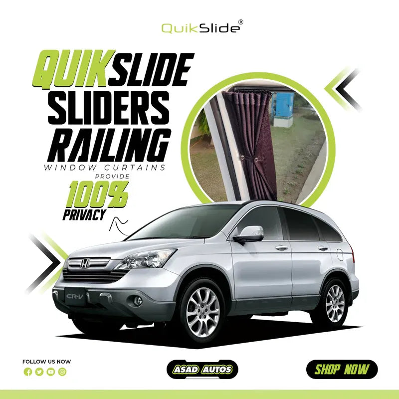 QuikSlide Sliders Railing Curtains for Honda CR-V (2006-2012) – Custom Fit Premium Privacy Shades with Sun Protection and UV Protection