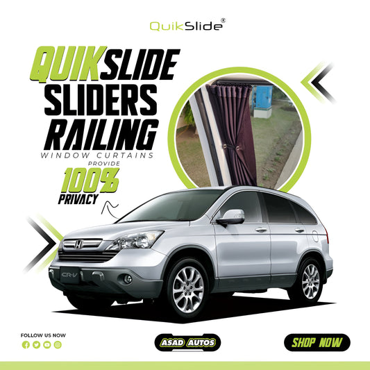 QuikSlide Sliders Railing Curtains for Honda CR-V (2006-2012) – Custom Fit Premium Privacy Shades with Sun Protection and UV Protection