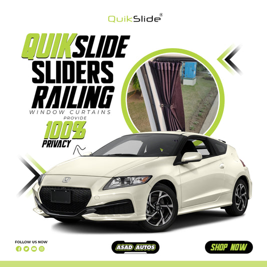 QuikSlide Sliders Railing Curtains for Honda CR-Z Gen1 (2010–2016) – Premium Sunshade Privacy Set