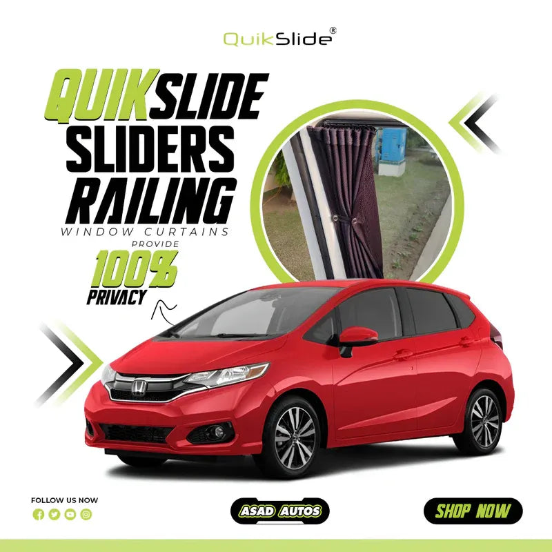 QuikSlide Sliders Railing Curtains for Honda Fit (2013-2022) – Premium Custom Fit Privacy Shades with Sun Protection and UV Block