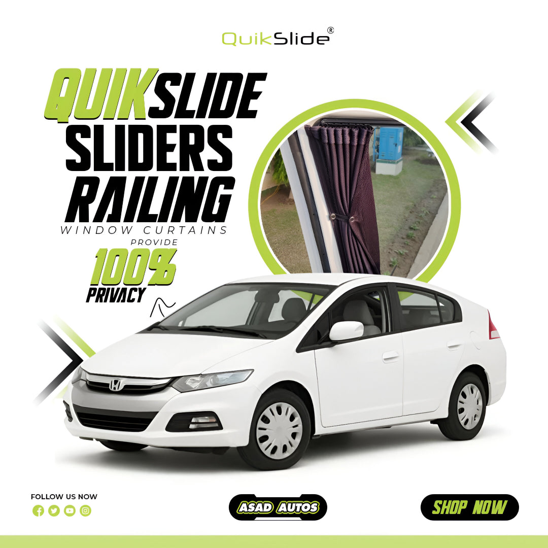 QuikSlide Sliders Railing Curtains for Honda Insight 2nd Gen (2009-2014) – Premium Privacy and Sun Protection
