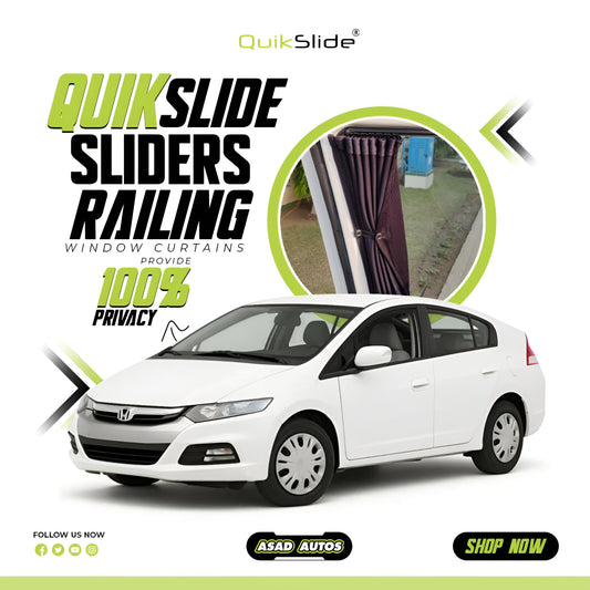 QuikSlide Sliders Railing Curtains for Honda Insight 2nd Gen (2009-2014) – Premium Privacy and Sun Protection