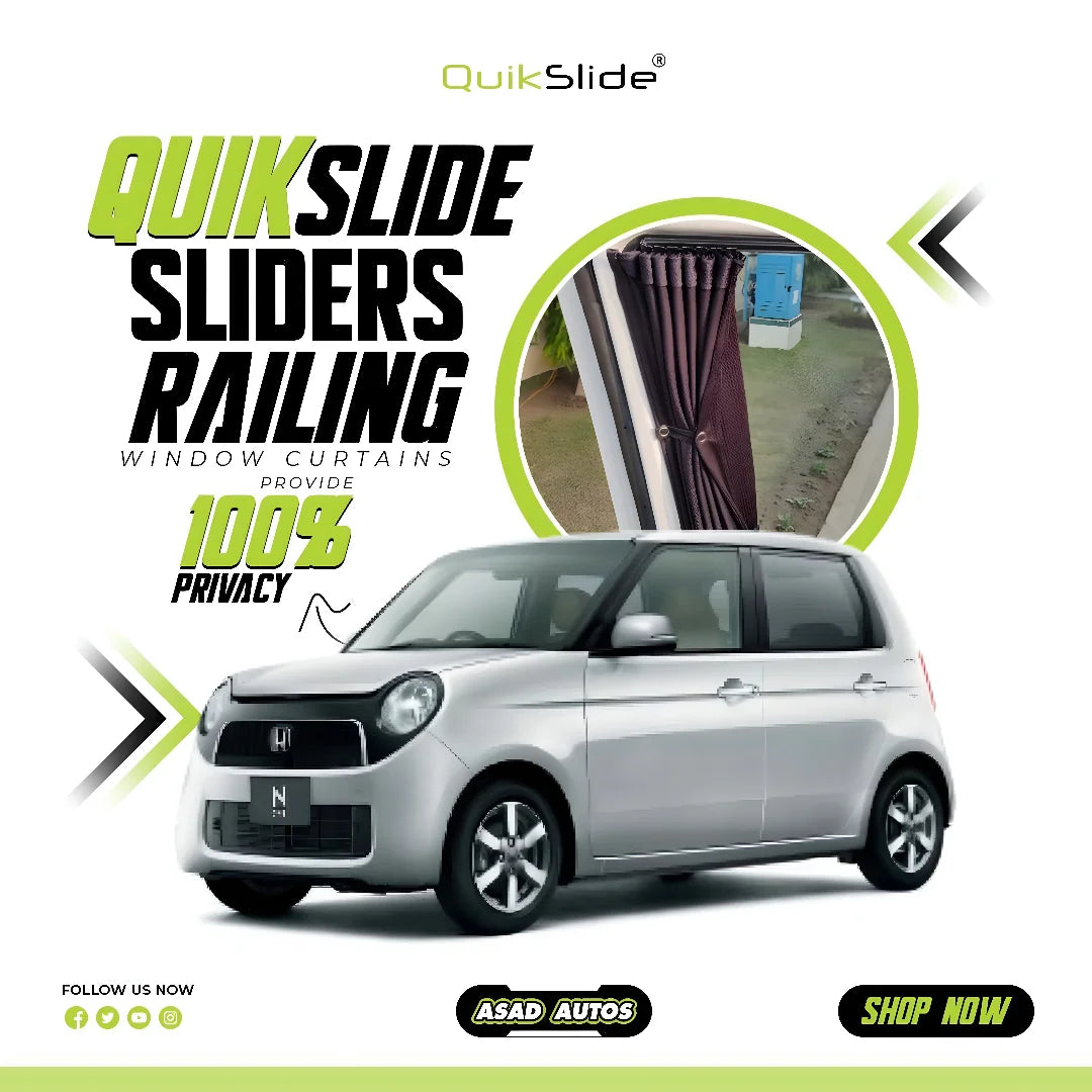 QuikSlide Sliders Railing Curtains for Honda N-One Gen1 2012–2020 car window sun shades with UV protection and privacy coverage