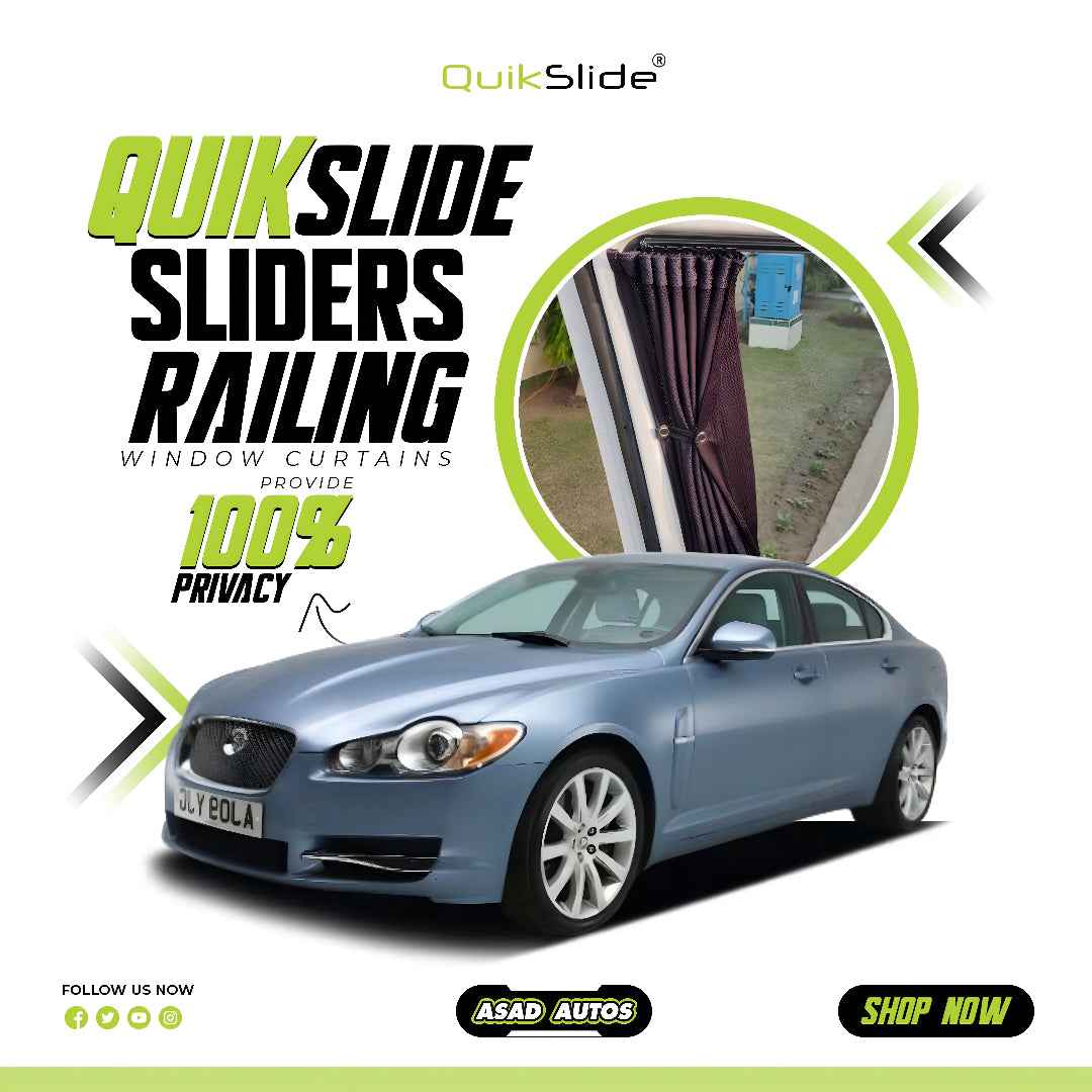 QuikSlide Sliders Railing Curtains for Jaguar XF X250 Gen1 2008-2015