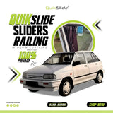 QuikSlide Sliders Railing Curtains for Kia Pride Classic Gen1 1987–2000 car window sun shades with UV protection and privacy coverage