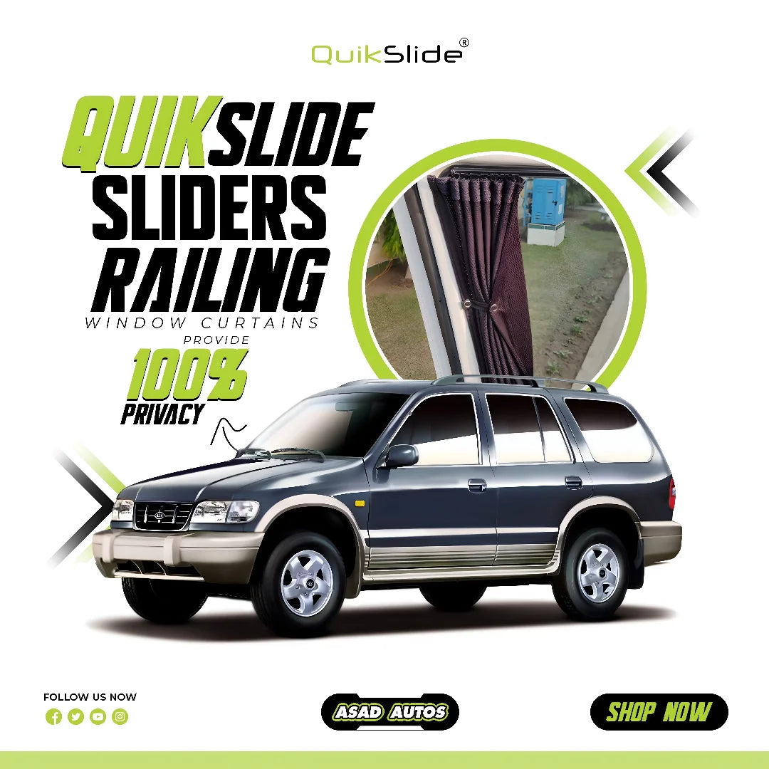 QuikSlide Sliders Railing Curtains for Kia Sportage Gen1 1993–2005 car window sun shades with UV protection and privacy coverage