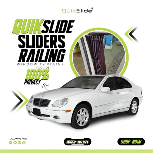 QuikSlide Sliders Railing Curtains for Mercedes-Benz C-Class Gen2 W203 (2001-2007) | Sunshade & Privacy