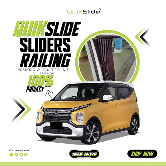 QuikSlide Sliders Railing Curtains for Mitsubishi Ek Wagon Gen4 (2019-2024) – Premium Privacy Shades for Stylish Comfort and UV Protection"
