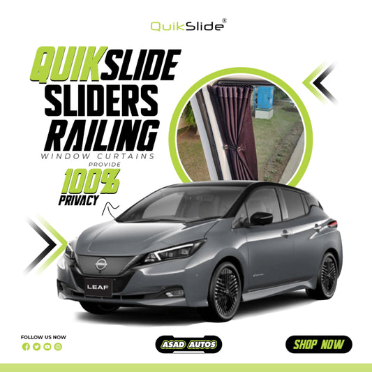 QuikSlide Sliders Railing Curtains for Nissan Leaf Gen2 (2018–2025) – Premium Sunshade Privacy Set