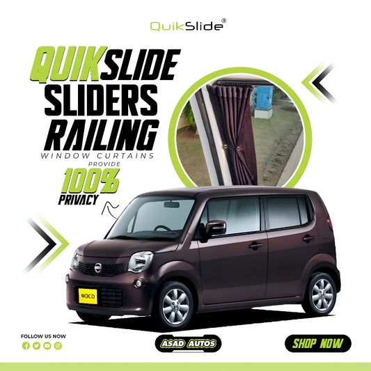 QuikSlide Sliders Railing Curtains for Nissan Moco 2011 - 2016 3rd