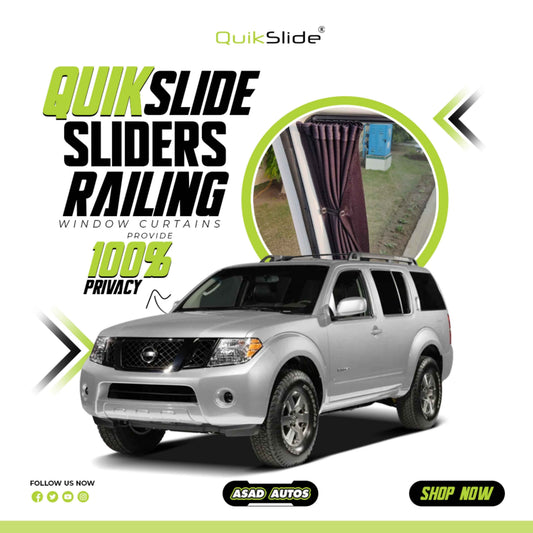QuikSlide Sliders Railing Curtains for Nissan Pathfinder Gen3 2004-2014