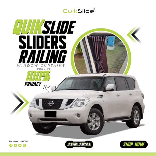 QuikSlide Sliders Railing Curtains for Nissan Patrol Gen6 (2010–2024) — Premium Railing Car Window Shades