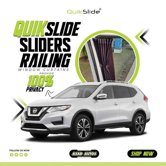 QuikSlide Sliders Railing Curtains for Nissan Rogue Gen2 aka X-Trail 2014-2020