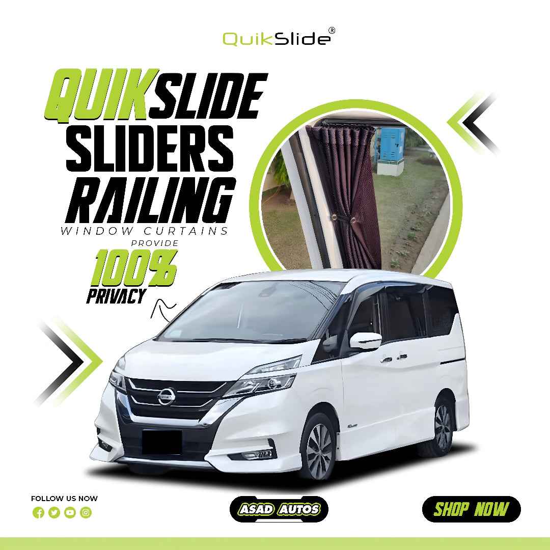 QuikSlide Sliders Railing Curtains for Nissan Serena Gen5 2016-2022