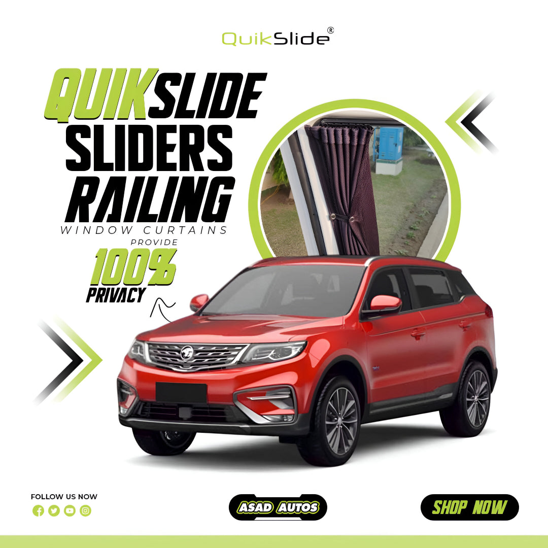 QuikSlide Sliders Railing Curtains for Proton X70 1st Gen (2020-2023) – Premium Sun Protection and Privacy