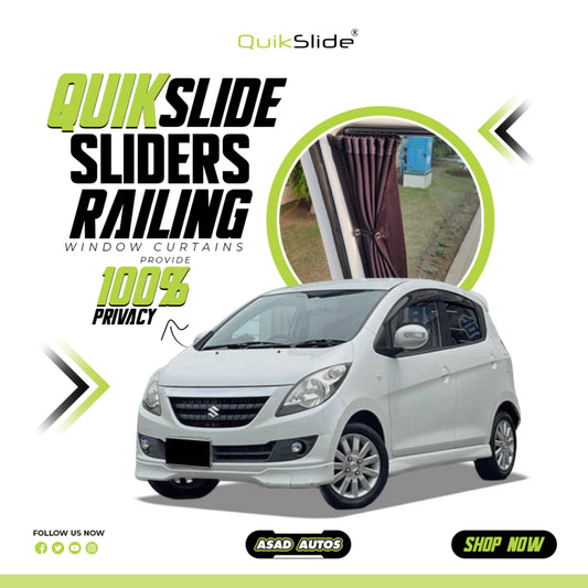 QuikSlide Sliders Railing Curtains for Suzuki Cervo Gen5 (2006-2009) | Sunshade & Privacy