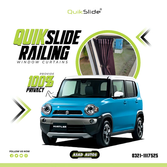 QuikSlide Sliders Railing Curtains for Suzuki Hustler Gen1 (2014-2019) – Premium Privacy & Sun Protection"
