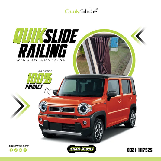 QuikSlide Sliders Railing Curtains for Suzuki Hustler Gen2 (2020-2024) – Premium Privacy & Sun Protection"
