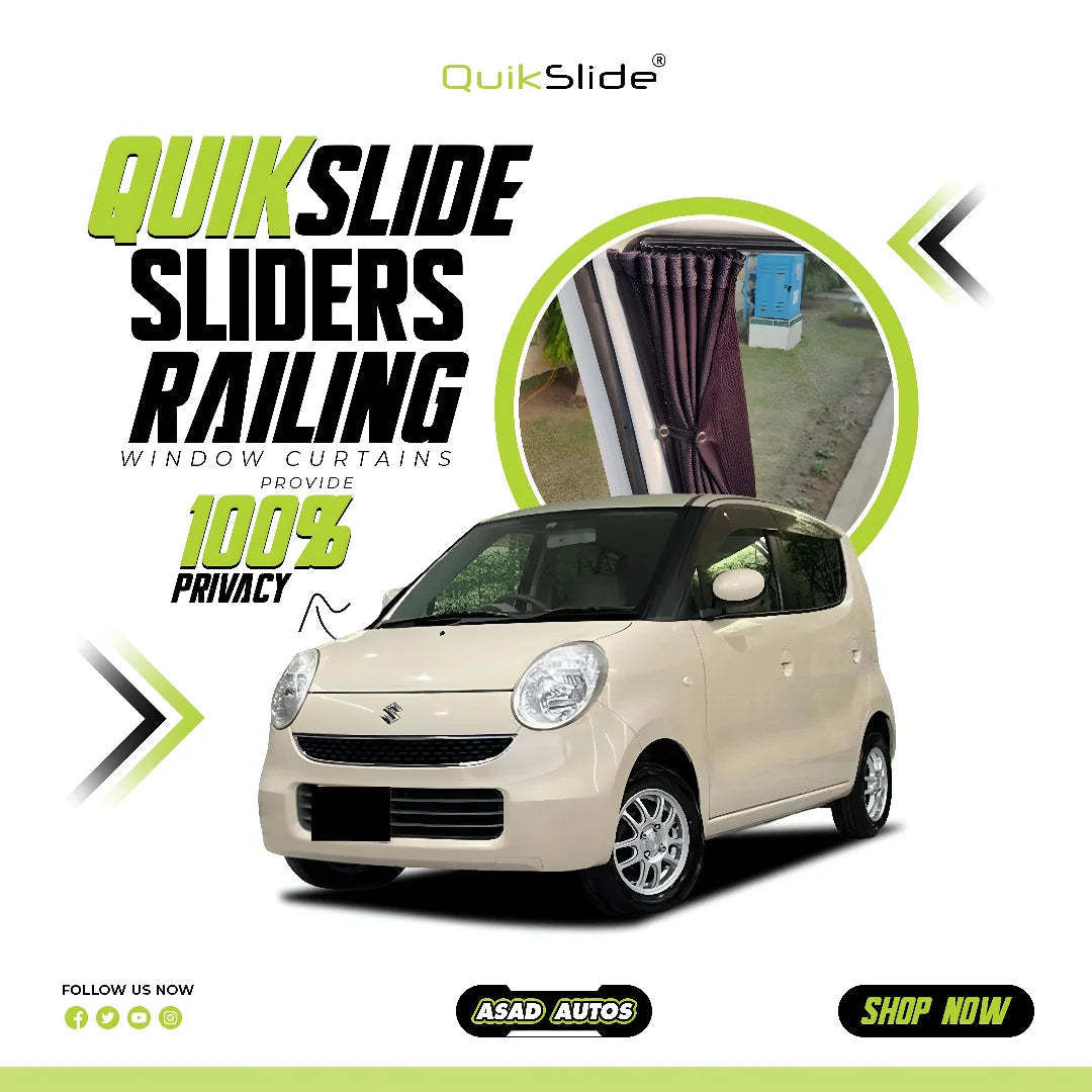 QuikSlide Sliders Railing Curtains for Suzuki MR Wagon Nissan Moco Gen2 2006–2011 car window sun shades with UV protection and privacy coverage