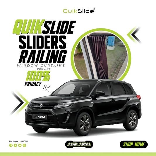 QuikSlide Sliders Railing Curtains for Suzuki Vitara – Heat-Resistant & Easy to Install"
