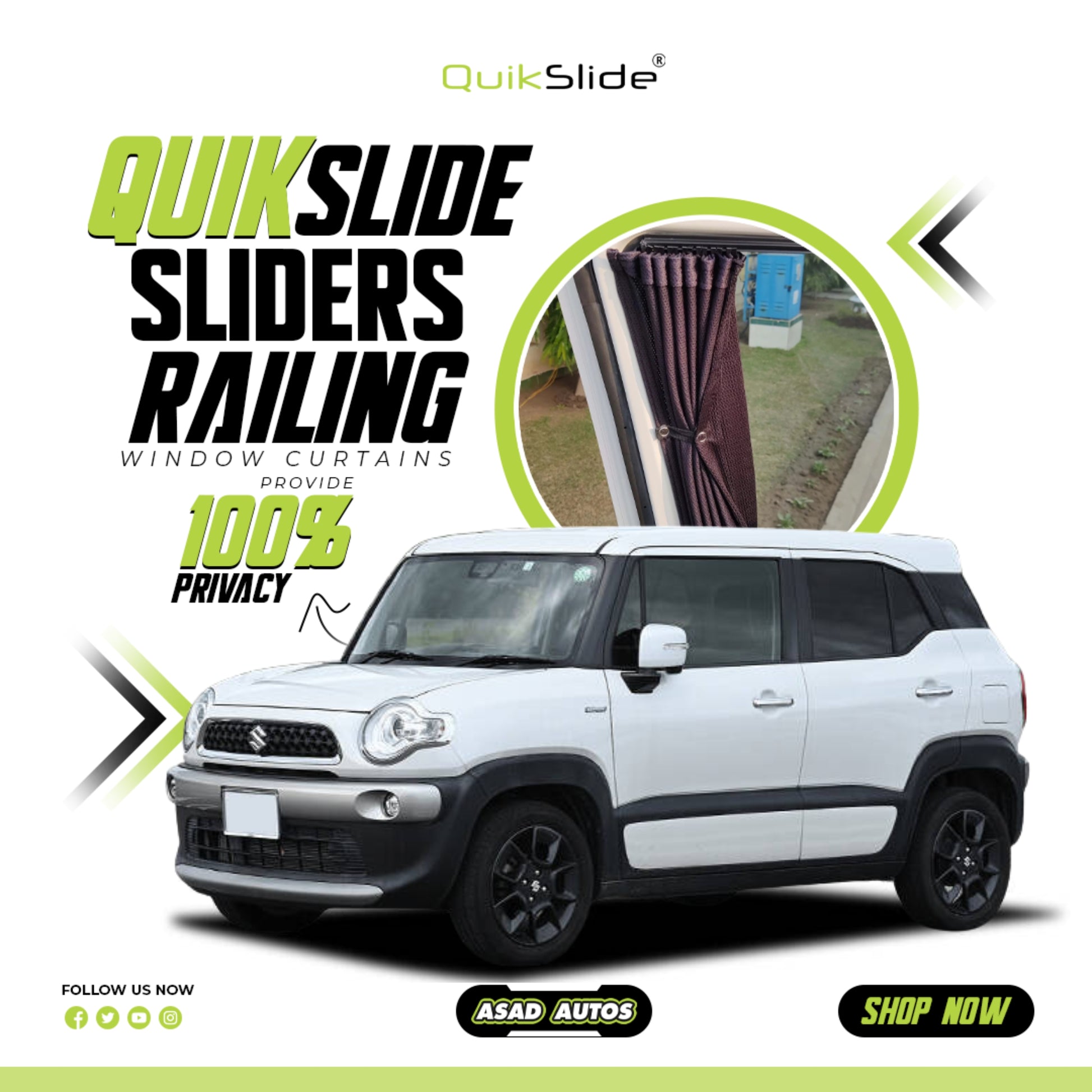 QuikSlide Sliders Railing Curtains for Suzuki Xbee Gen1 (2017-2022) – Premium Privacy & Sun Protection"
