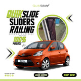 QuikSlide Sliders Railing Curtains for Toyota Aygo (2005-2014) – Stylish Custom Fit Privacy Shades with Sun Protection and UV Block"