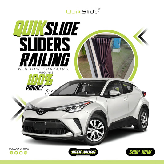 QuikSlide Sliders Railing Curtains for Toyota C-HR (2016-2023) – Premium Custom Fit Privacy Shades with Sun Protection and UV Protection