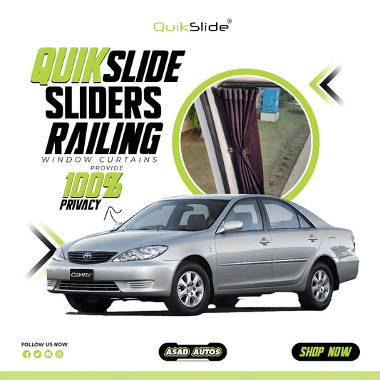 QuikSlide Sliders Railing Curtains for Toyota Camry XV30 (2001 - 2006) – Premium Sunshade Privacy Car Curtains