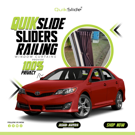QuikSlide Sliders Railing Curtains for Toyota Camry XV50 (2012–2017) – Premium Sunshade Window Curtains