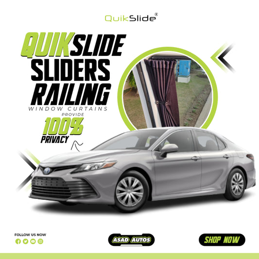 QuikSlide Sliders Railing Curtains for Toyota Camry XV70 (2017 - 2023) – Premium Window Sun Shades Set