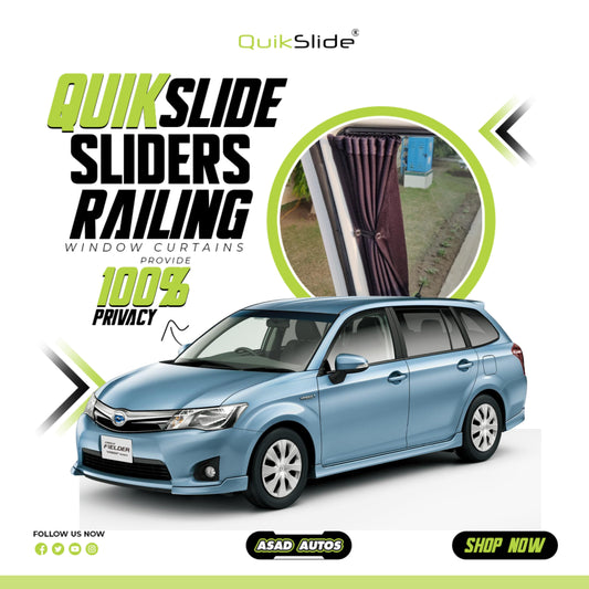 QuikSlide Sliders Railing Curtains for Toyota Corolla Fielder Gen1 (2013–2020) – Custom Fit, UV Protection & Privacy