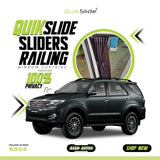 QuikSlide Sliders Railing Curtains for Toyota Fortuner (2004-2015) – Premium Privacy Shades with Superior Sun Protection and UV Block"
